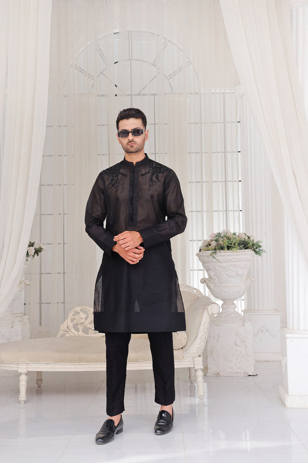BLACK CRYSTALS KURTA ZB EMK 102