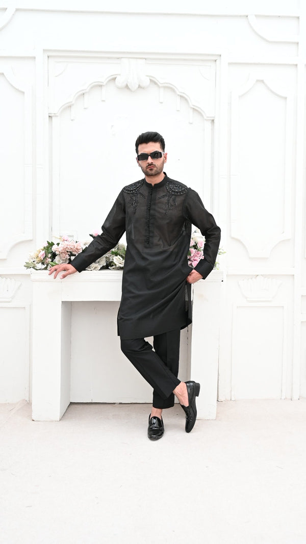 BLACK CRYSTALS KURTA ZB EMK 102