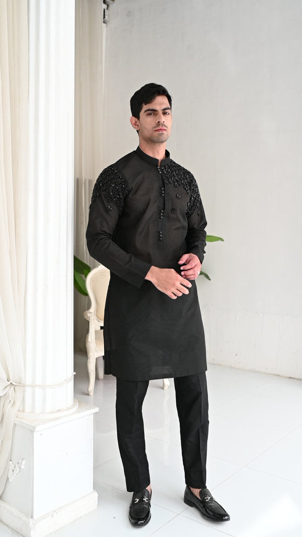 BLACK CRYSTALS KURTA ZB EMK 103