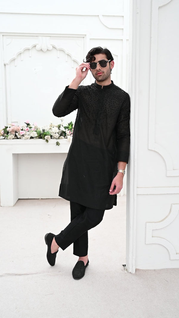 BLACK CRYSTALS KURTA ZB EMK 104