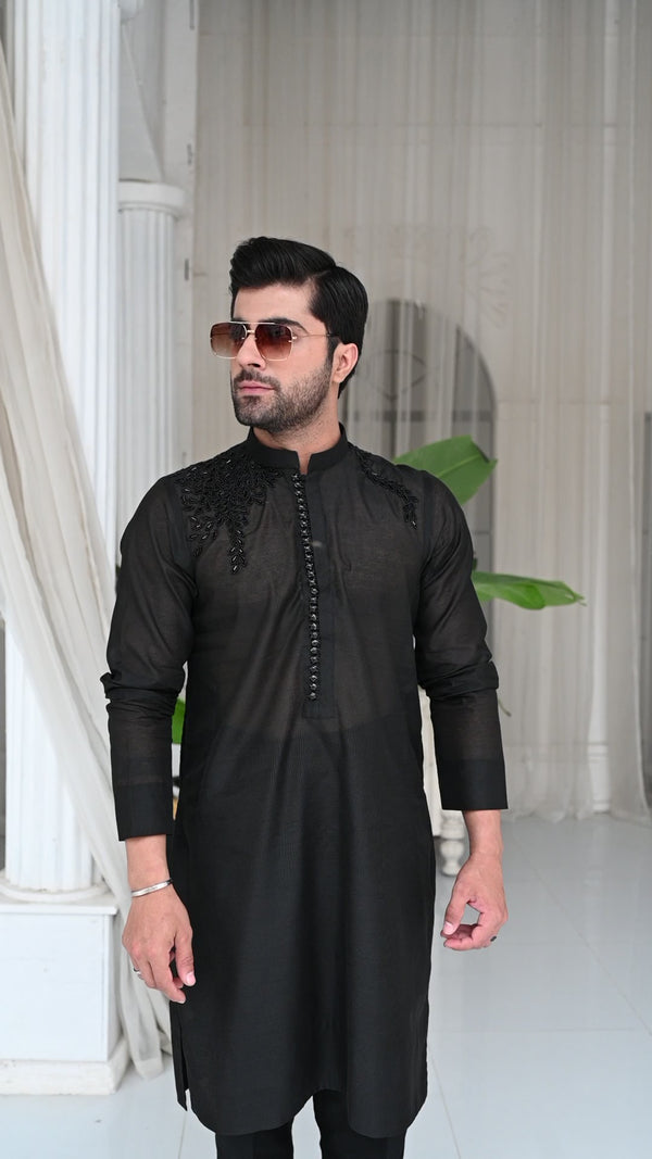 BLACK CRYSTALS KURTA ZB EMK 105