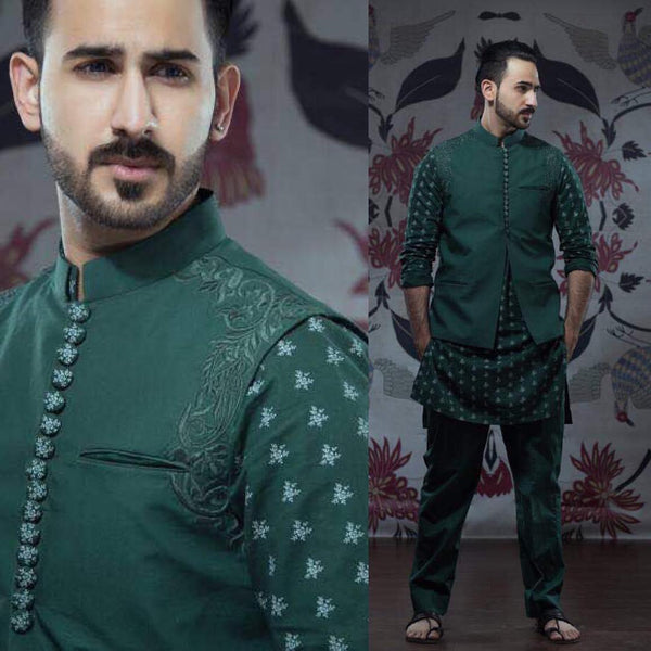 Waistcoat with Kurta and Pajama - ZB 1057 - Zeshan Bariwala