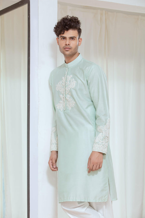 Embroidered Skyblue  Kurta and Pajama - ZB 1106